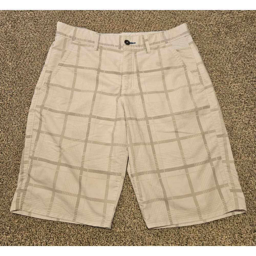 Men's Tony Hawk Shorts, Size 32, White and Grey Plaid